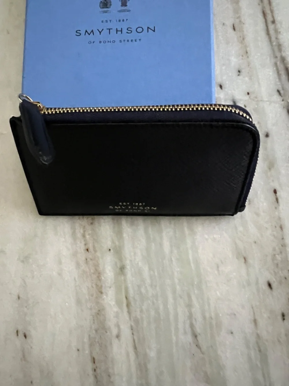 Smythson 4 Card Slot Coin Purse - Navy
